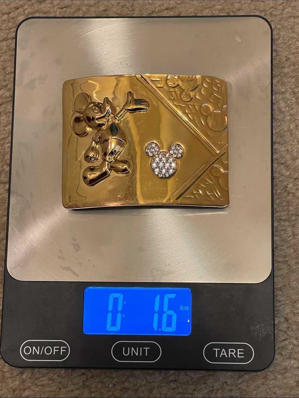 Mickey Mouse Gold Belt Buckle with Crystal Accent - Picture 9 of 11
